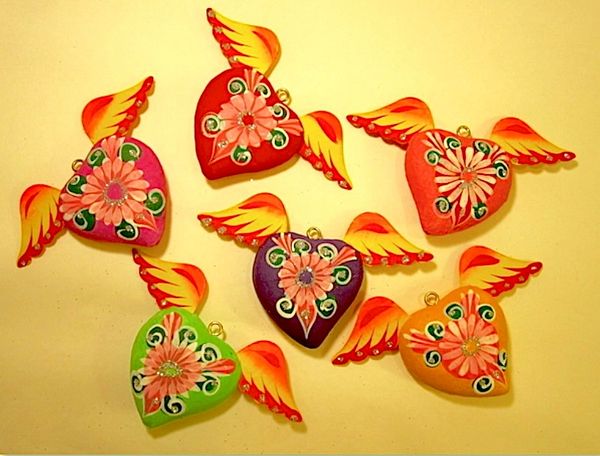 Paper mache hearts with wings