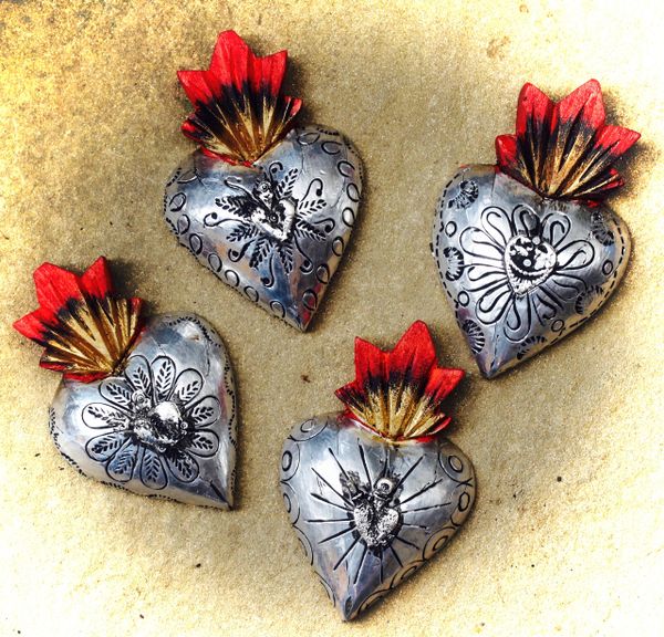 Medium Mexican Milagro Tin Hearts