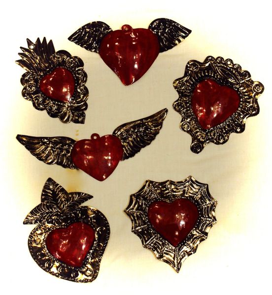 Tin Hearts with Red