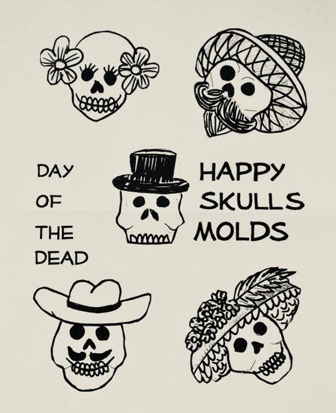 Sugar Skull Molds - Happy Skulls small 1 piece