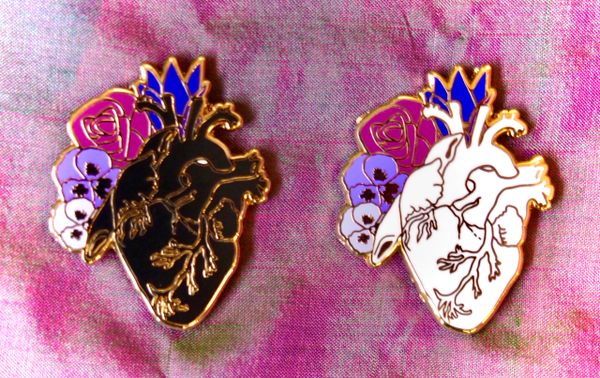 Heart and Flowers Pins