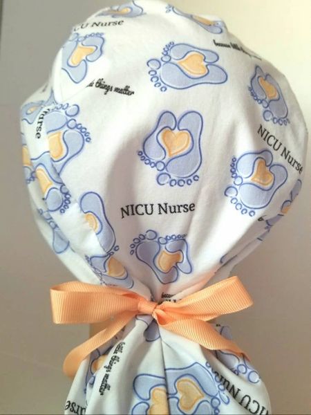 Nicu nurse scrub cap. Ponytail scrub Neonatal nurse hat. Nicu surgery hat. Little things matter