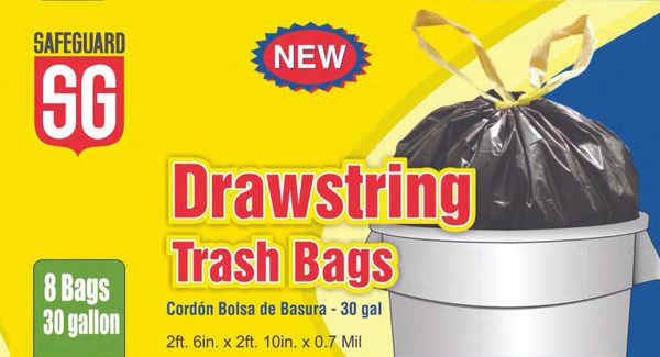 Drawstring Plastic Trash Bags, Garbage & Bin Bags