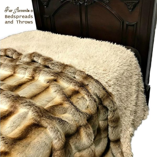 Luxury Faux Fox Fur Blanket /Throw Fake Fox Fur Throw Bedspread Comforter 3Sizes 