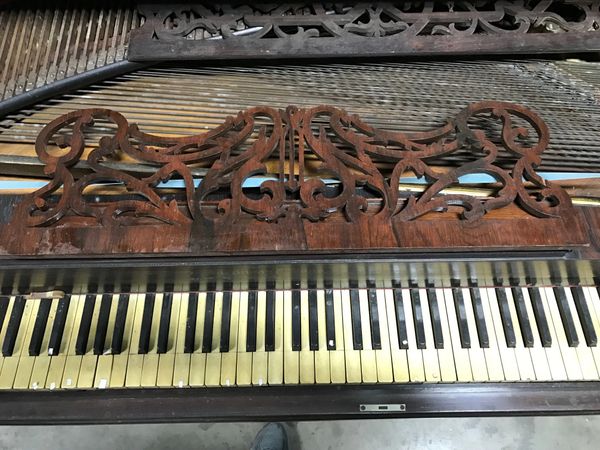 Square Grand Piano Rosewood Music Desk Carved Antique Antique