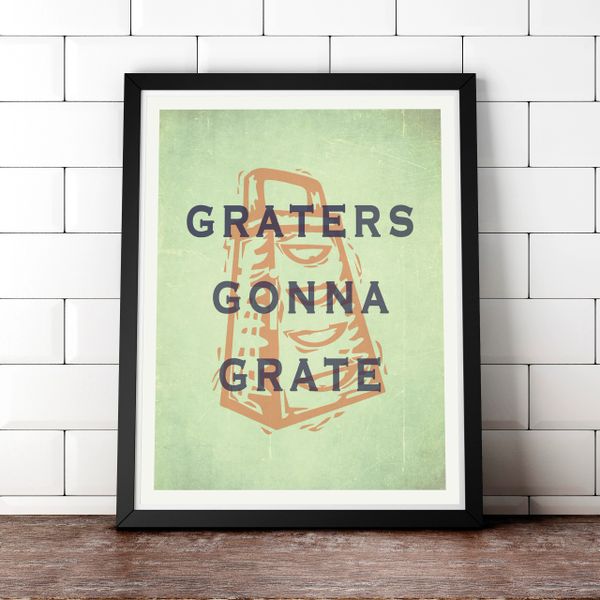 Graters Gonna Grate - Fun kitchen print. colorful home decor ...