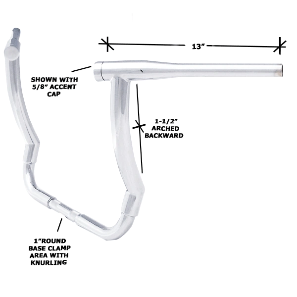 2B6xHHRBx..... 11/2" Round Tube Bagger Handlebar with Arched Back