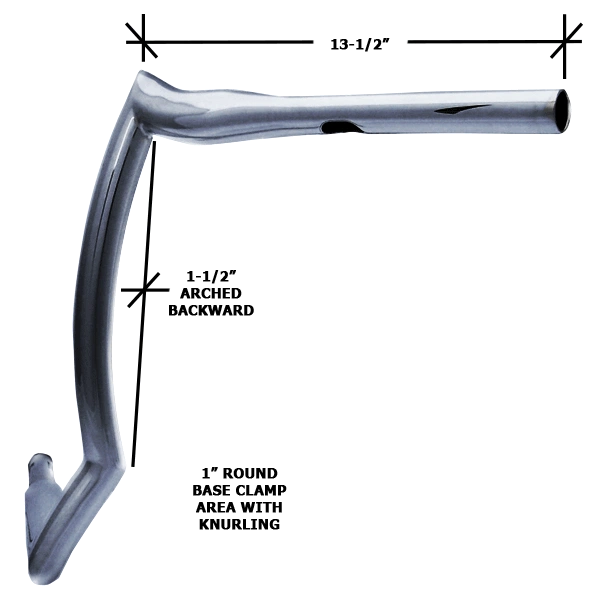 CB6xMTBx.. 1-1/2 Crushed Tube Bagger Handlebar with Arched