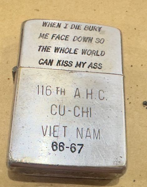 Vietnam War- 116th AHC Cu Chi Vietnam 66-67 Nude Girl Zippo Lighter