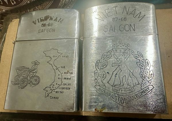 Vietnam War - Saigon Map & Kangaroo Combat Infantry Royal Australian Regiment In Saigon Map Zippo Lighter Size Medium (2pcs)