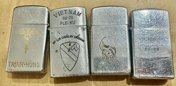 Vietnam War - South Vietnam Military Medical & 1st Cav Div & Viet Girl 1971 & Kelly - Cheryl Zippo Lighter Mini (4 Pcs)