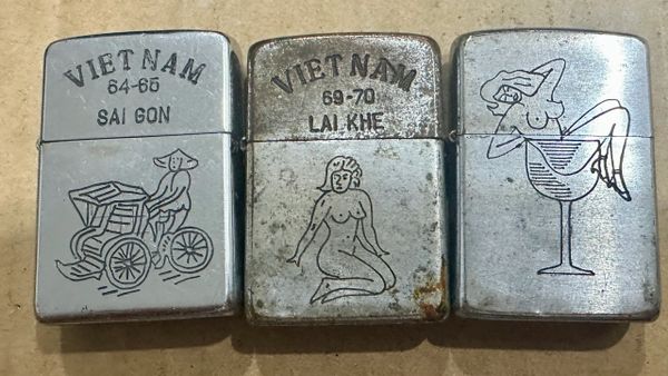 Vietnam War - Vietnam Military Saigon - Laikhe - Dakto Nude Girls Zippo Lighter (3pcs)