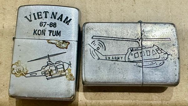 Vietnam War - US Military UH1 Huey Helicopter Zippo Lighter (2pcs)