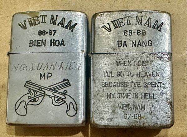 Vietnam War - US Military MP “ DaNang & Bien Hoa “ Zippo Lighter (2pcs)