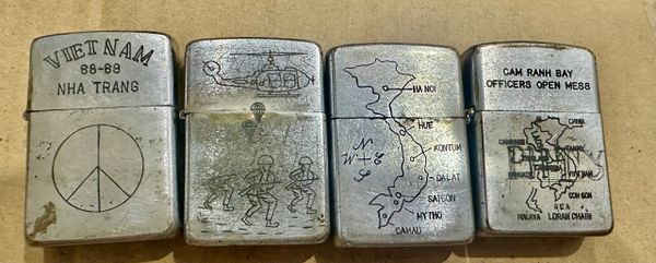 Vietnam War - US Military Peace Nhatrang -Helicopter Para Jumps Airborne - Saigon Map “ Qui Nhon & Dalat “ Zippo Lighter( 4pcs)