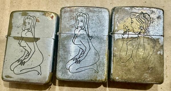 Vietnam War - US Military Nude Girls “ Hue - Laikhe - Quang Tri “ Zippo Lighter (3pcs)