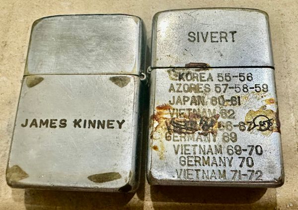 Vietnam War - US Military James Kinney & Sivert Zippo Lighter (2pcs)