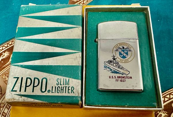 Vietnam War - US Military Navy USS Bronsyei FF-1037 Slim Zippo Lighter