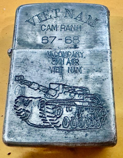 Vietnam War - US Military Tank Fight Vietnam “ Cam Ranh 67-68 “ 3/11 ACR & 1st Combat Infantry Division Gun Shot Zippo Lighter