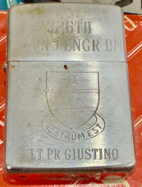 Vuetnam War - US Military ABN LNGR BN “ NOSTRUM EST “ LT PR GIUSTINO Zippo Lighter