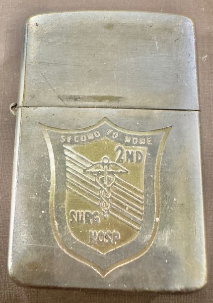 Vietnam War - US Military Medical Services 2nd Surg Hosp Zippo Lighter (Unclear Point Bottom)