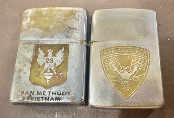 Vietnam War -US Military 23rd Infantry Division Ban Me Thuoc Vietnam & River Squaron 59 Zippo Lighter