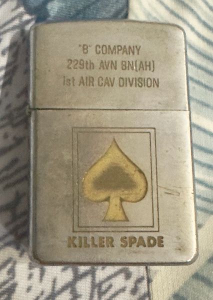 Vietnam War - 1st ACE Killer Spade 229thAVN BN (AH) 1st Air Cav Division Zippo Lighter