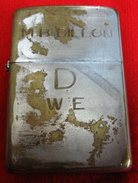 Vietnam Military US Officer " M.B.DILLON" D W E PEACE WAR Zippo Lighter