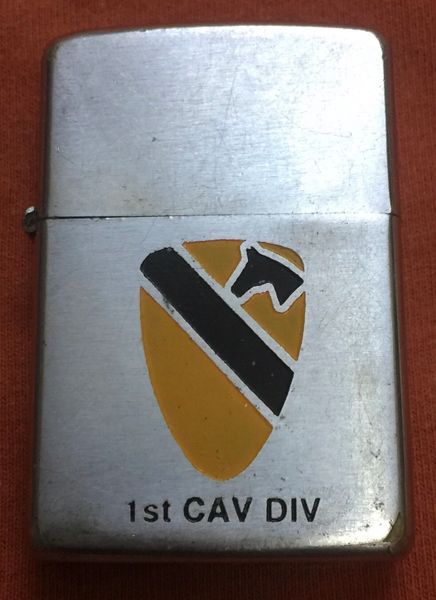 1st Cav Div Zippo Lighter Vietnam War Senior NCO Lounge Cantho (two faces)