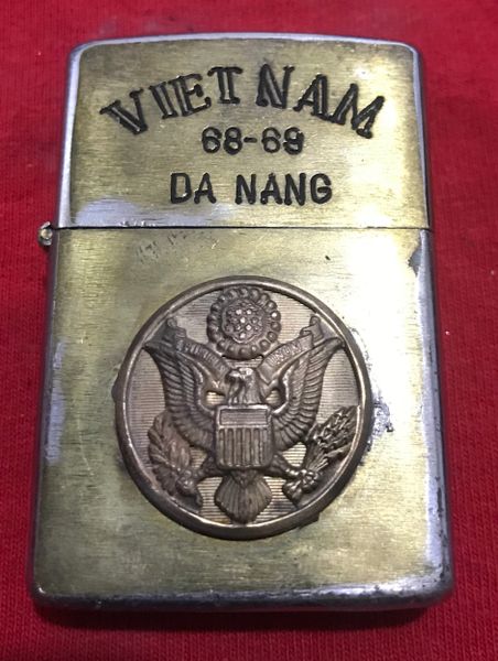 Vietnam War - US Military Detached Listed Men's Listed Zippo Lighter Da Nang 68-69