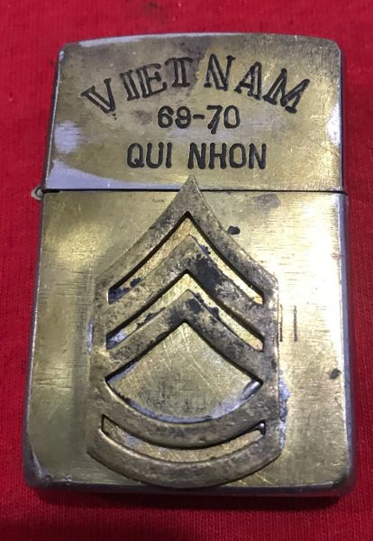 Vietnam War- US Military Staff Sergeants Zippo Lighter Qui Nhon 69 