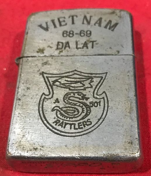 Vietnam War - US Military Rattlers Vietnam 1968-69 Dalat Zippo Lighter