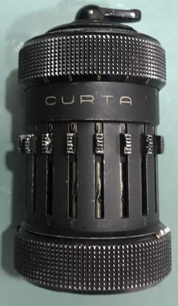 Curta Type I Serial #I0872 mechanical calculator distance gauges for the German army
