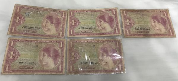 Original US War - MPC $1 Dollar Money Paper (5 pcs)
