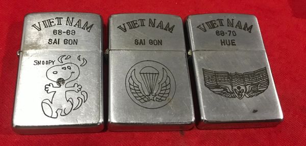 Vietnam War - Airborne & Air wing & Mickey Zippo Lighter (3pcs)