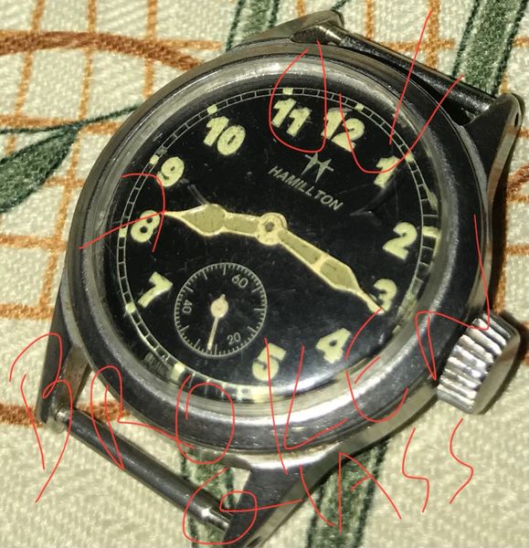 Original US Military Hamilton Watches small broken scratches Glasses in war time