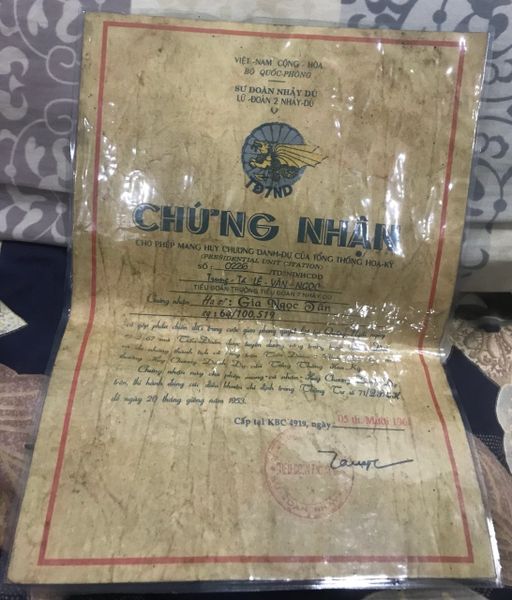French Indochina Military TD7ND " Gia Ngoc Tan " Ceritificated Document