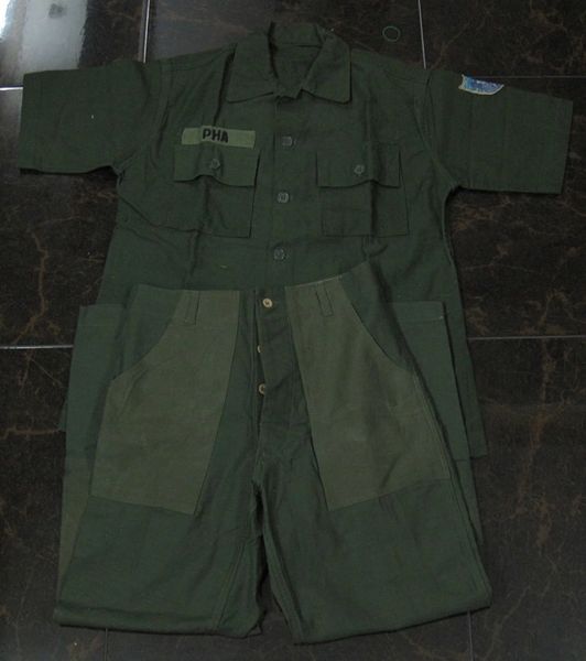 ARVN GREEN OD 107 PANT & SHIRT "Pha" SILK WOVEN PATCH