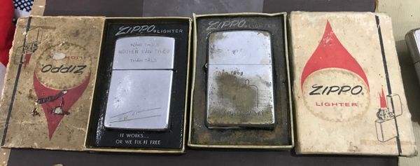 The President of Nguyen Van Thieu Signed (Damage Box) Zippo Lighters (2pcs)