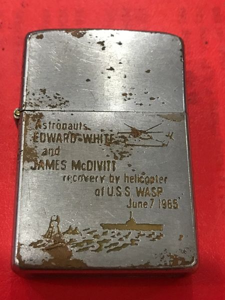 Vietnam War - Astronauts Edward White & James McDiWitt Recovery By Helicopter of USS Wasp June 7 1965 Zippo Lighter