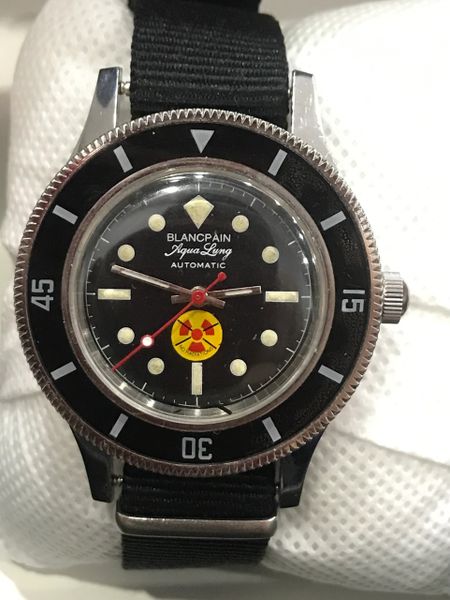 Reproduction Swiss made US Military FIfty Fathoms BLANCPAIN AQUA LUNG WristWatch W/ Black Strap