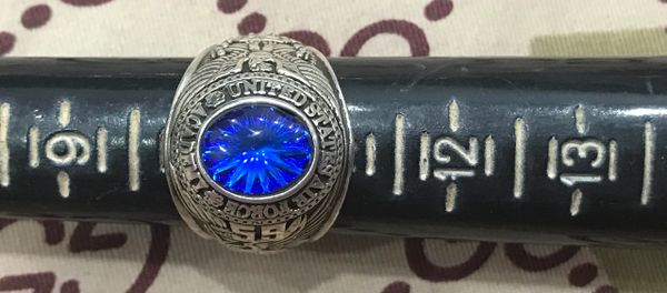 US Military Silver Ring United States AirForce * Academy * Ring Josten's Sterl Size 10,5~11 (Blue Stone)