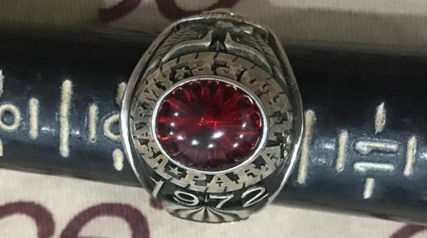 US Military US ARMY PARATROPE Silver Ring Josten's Sterl ( Red Stone) Size 10