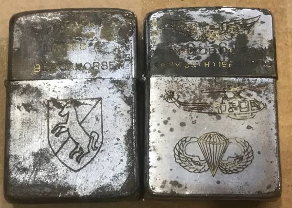 Vietnam War -Black Horse & US Helicopter Advisors Airborne Zippo Lighter (2pcs)