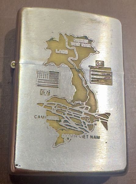 Vietnam War - America Flag -South Vietnam Flags Battle Map Zippo lighter