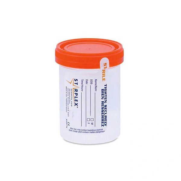 NCS902-1O Leakbuster Specimen Container, Sterile, Orange Cap, with Tamper  Tab Patient Label, 90mL, 400EA/CA