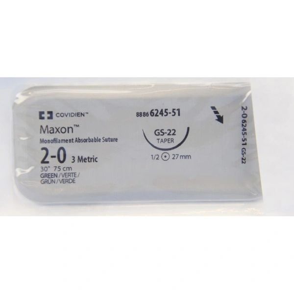 TY8886624551 Maxon Absorbable Suture, 2-0, Green, 30