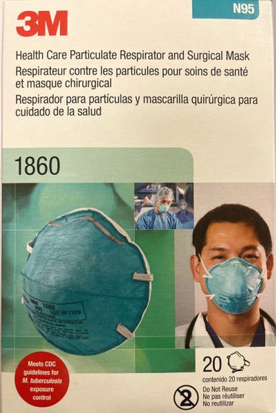 3M 1860 N95 Health Care Particulate Respirator & Surgical Mask