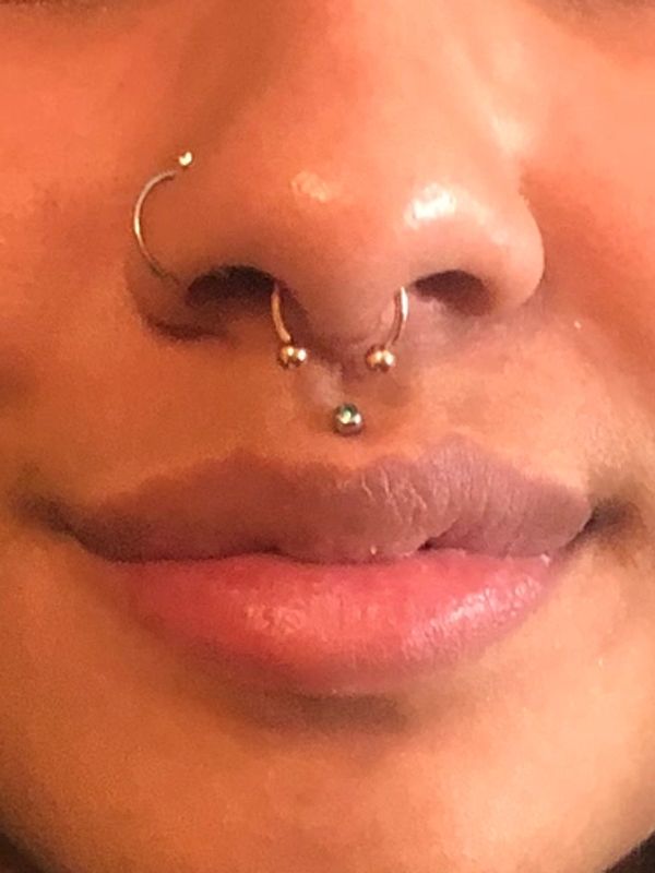 Double Nostril, Septum, Medusa nose piercing multiple nose piercing lip piercing upper lip piercing