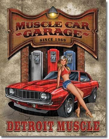 Muscle Car Garage - Detroit Muscle Vintage Metal Sign